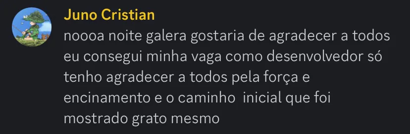 Depoimento de aluno